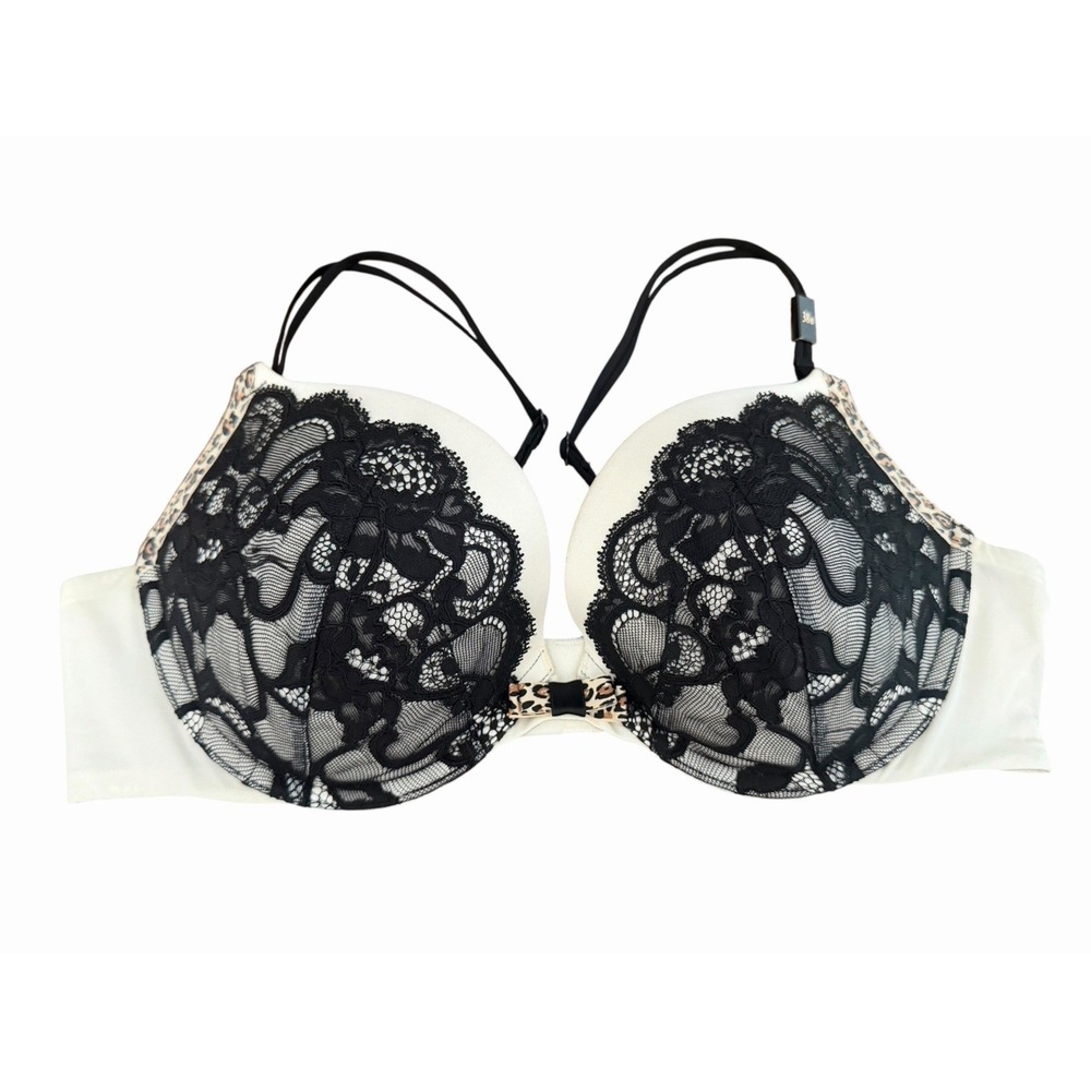Victoria's Secret Very Sexy Push-up Pigeonnant Bra Size 38B Black Lace #III1-1